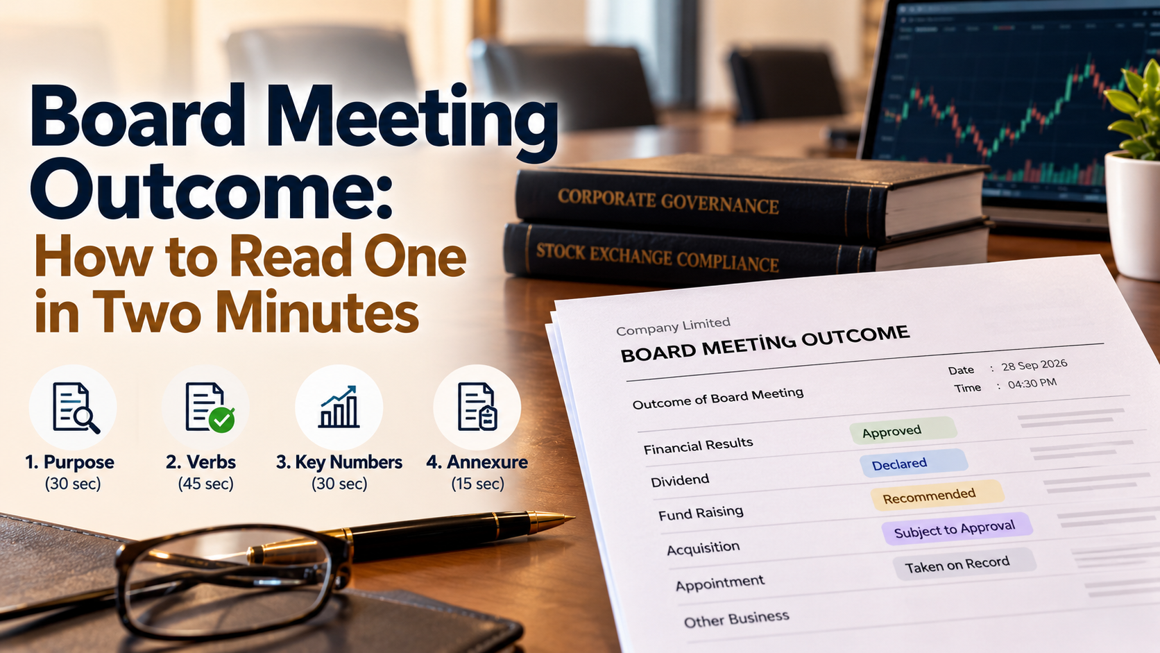Board meeting outcome: how to read one in two minutes