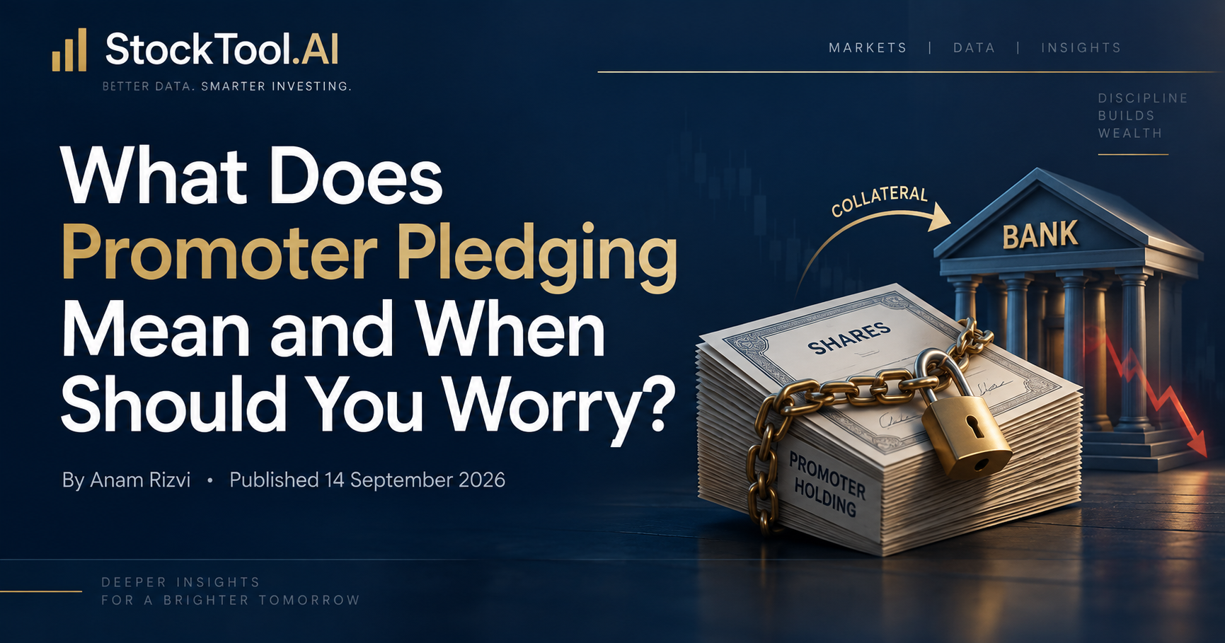 Promoter shares pledged as collateral to a bank